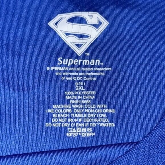Superman Mens Blue T-Shirt 2XL Official DC Comics Short Sleeve Crew Neck Polyest - Picture 2 of 4